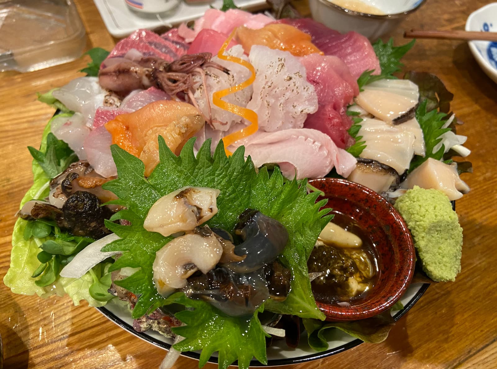 A beautifully plated sashimi assortment at a local Kyoto restaurant